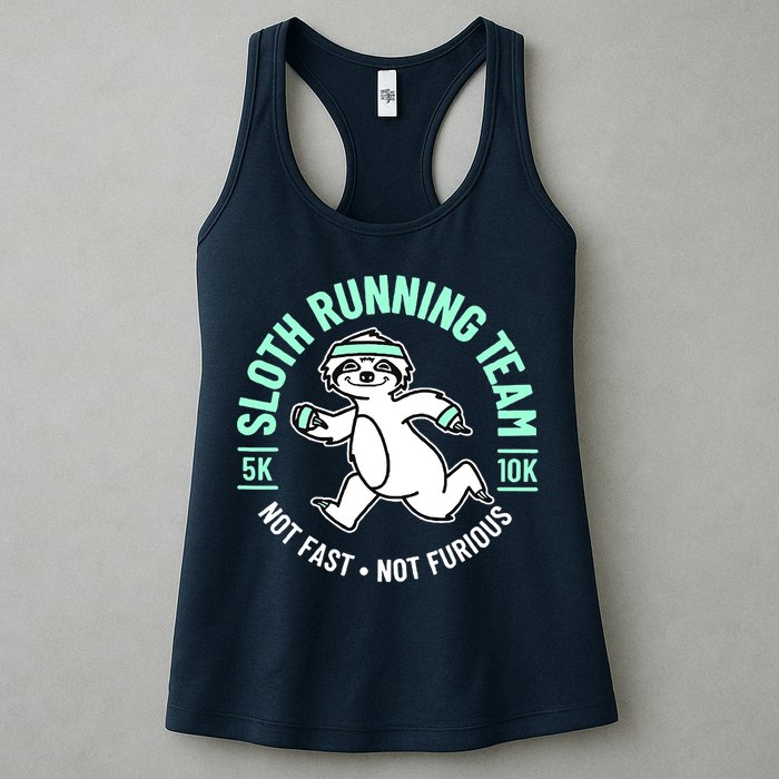 Sloth Running Team Not Fast Not Furious Womens Tank Top