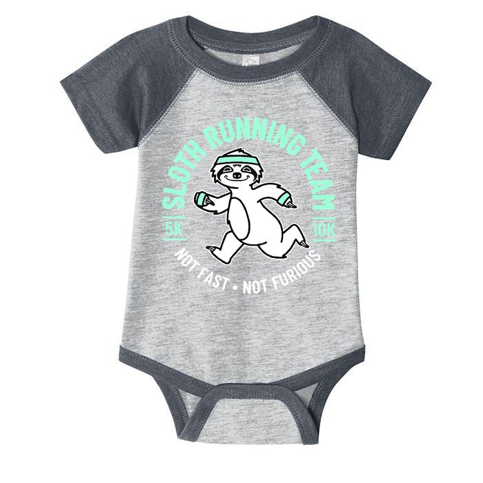 Sloth Running Team Not Fast Not Furious Infant Baby Jersey Bodysuit