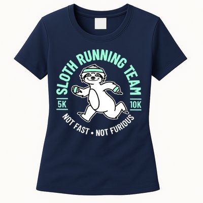 Sloth Running Team Not Fast Not Furious Womens T-Shirt