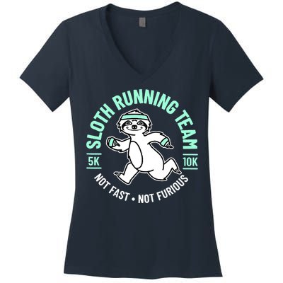 Sloth Running Team Not Fast Not Furious Women's V-Neck T-Shirt