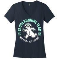 Sloth Running Team Not Fast Not Furious Women's V-Neck T-Shirt
