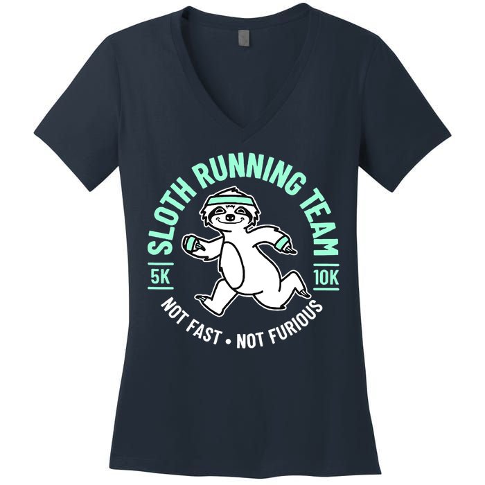 Sloth Running Team Not Fast Not Furious Women's V-Neck T-Shirt