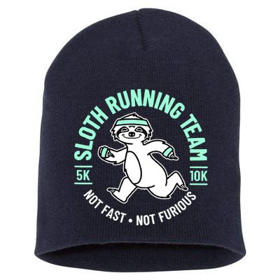 Sloth Running Team Not Fast Not Furious Short Acrylic Beanie