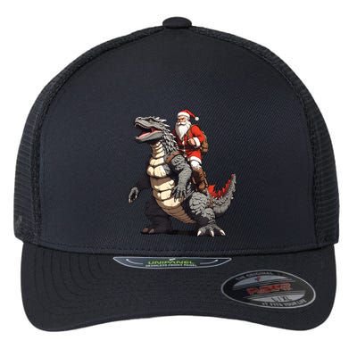 Santa Riding The Japanese Monster Kaiju For Christmas Flexfit Unipanel Trucker Cap