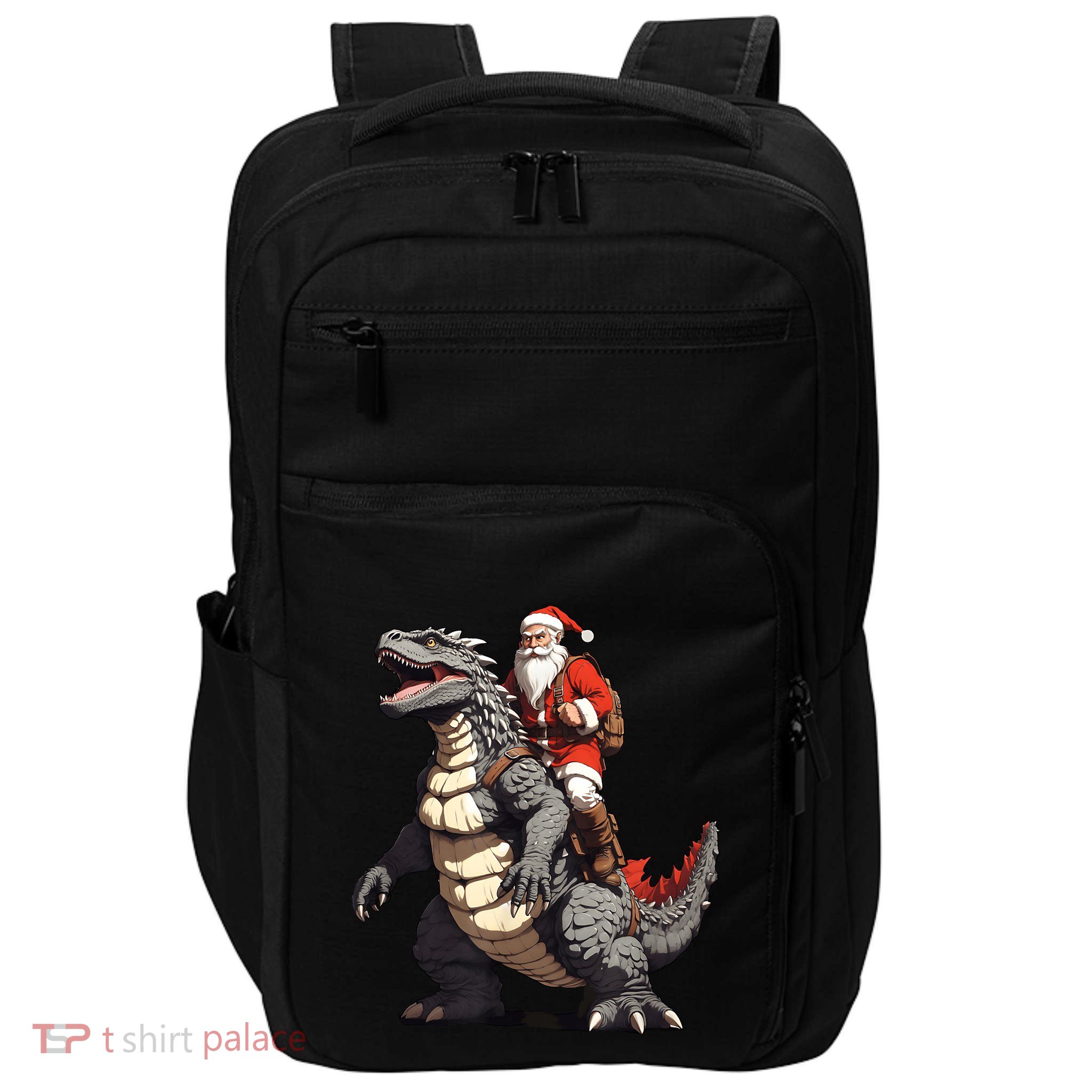 Santa Riding The Japanese Monster Kaiju For Christmas Impact Tech Backpack