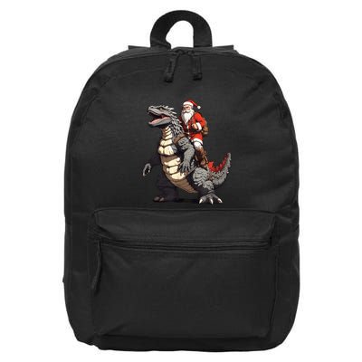 Santa Riding The Japanese Monster Kaiju For Christmas 16 in Basic Backpack