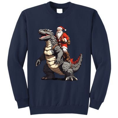 Santa Riding The Japanese Monster Kaiju For Christmas Tall Sweatshirt