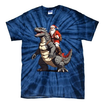 Santa Riding The Japanese Monster Kaiju For Christmas Tie-Dye T-Shirt