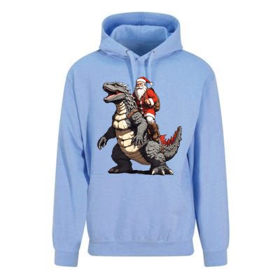 Santa Riding The Japanese Monster Kaiju For Christmas Unisex Surf Hoodie