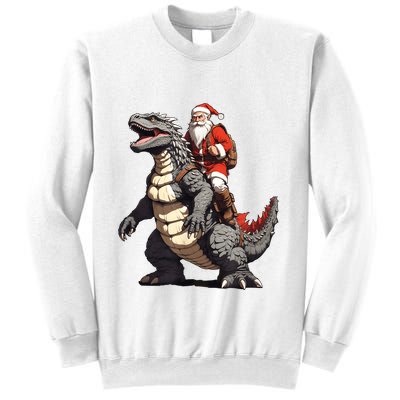 Santa Riding The Japanese Monster Kaiju For Christmas Sweatshirt