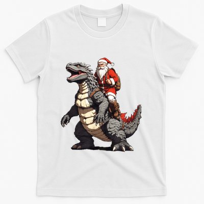 Santa Riding The Japanese Monster Kaiju For Christmas T-Shirt