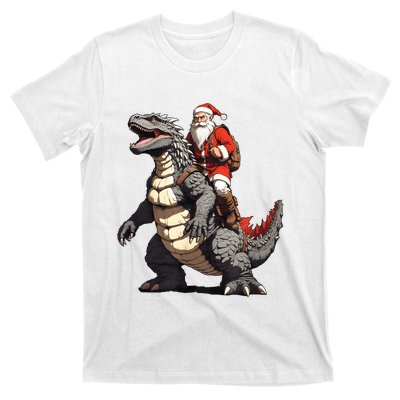 Santa Riding The Japanese Monster Kaiju For Christmas T-Shirt