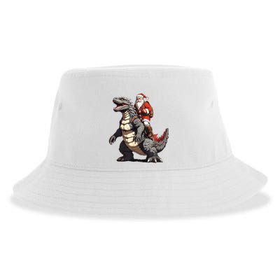Santa Riding The Japanese Monster Kaiju For Christmas Sustainable Bucket Hat