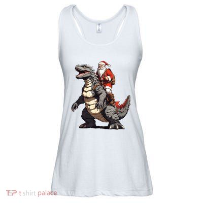 Santa Riding The Japanese Monster Kaiju For Christmas Ladies Essential Flowy Tank