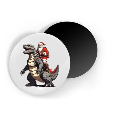 Santa Riding The Japanese Monster Kaiju For Christmas Magnet