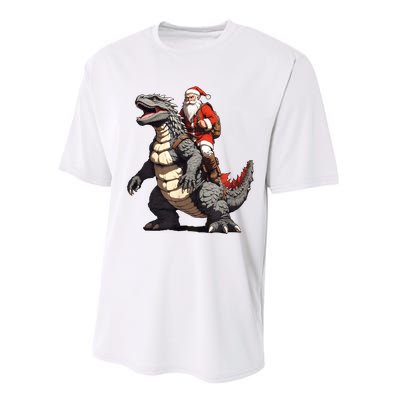 Santa Riding The Japanese Monster Kaiju For Christmas Performance Sprint T-Shirt