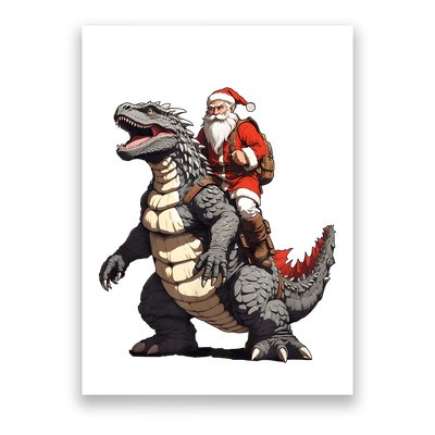 Santa Riding The Japanese Monster Kaiju For Christmas Poster