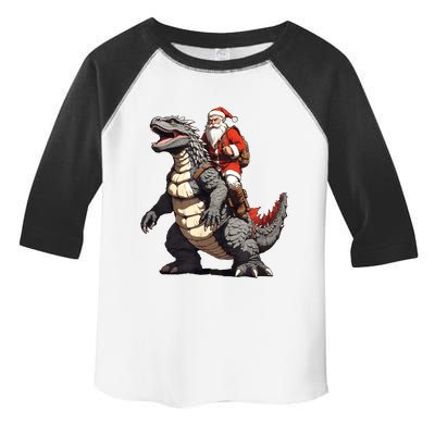 Santa Riding The Japanese Monster Kaiju For Christmas Toddler Fine Jersey T-Shirt