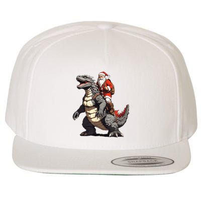 Santa Riding The Japanese Monster Kaiju For Christmas Wool Snapback Cap