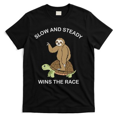 Sloth Riding Turtle Slow And Steady Wins The Race Funny T-Shirt