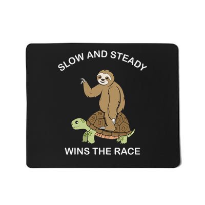 Sloth Riding Turtle Slow And Steady Wins The Race Funny Mousepad
