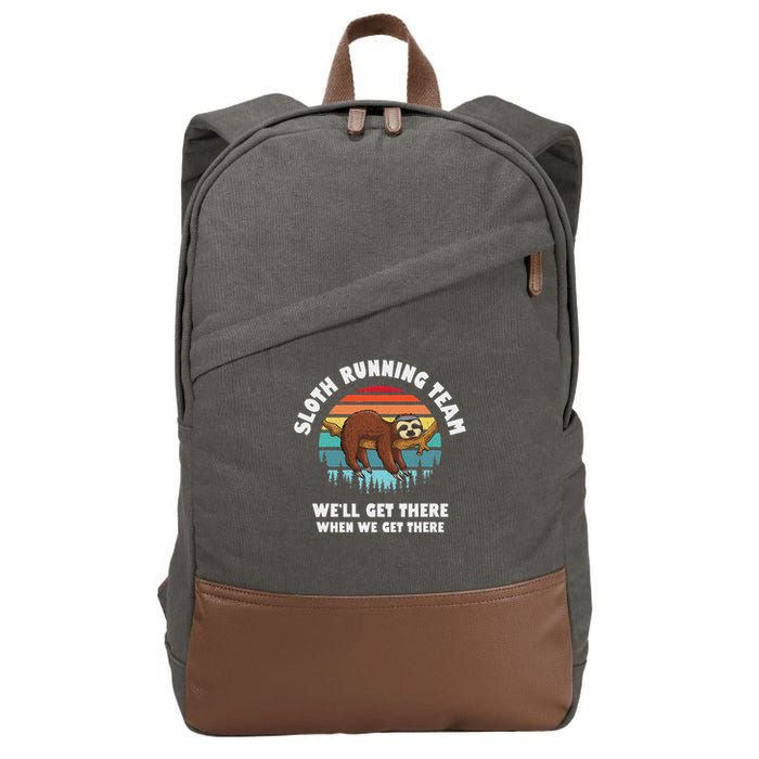 Sloth Running Team We'll Get There When We Get There Cotton Canvas Backpack