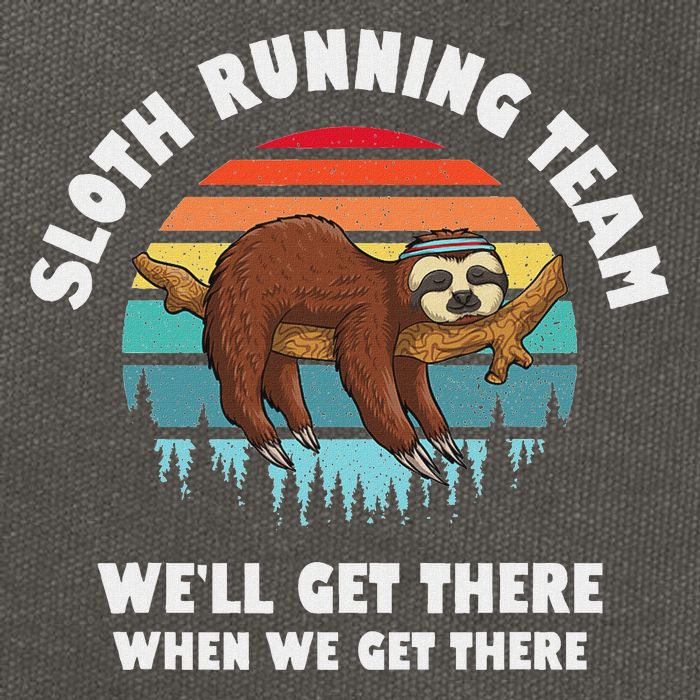 Sloth Running Team We'll Get There When We Get There Cotton Canvas Backpack