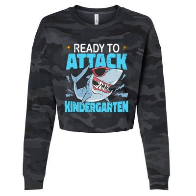 Shark Ready To Attack Kindergarten First Day Of School Cropped Pullover Crew