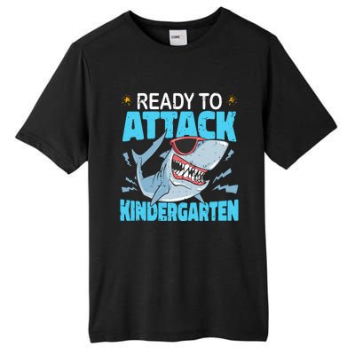 Shark Ready To Attack Kindergarten First Day Of School Tall Fusion ChromaSoft Performance T-Shirt