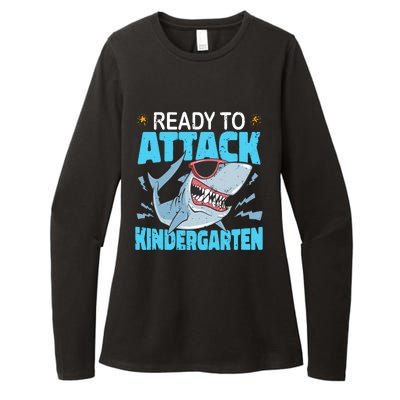 Shark Ready To Attack Kindergarten First Day Of School Womens CVC Long Sleeve Shirt