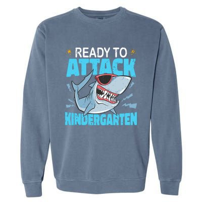 Shark Ready To Attack Kindergarten First Day Of School Garment-Dyed Sweatshirt