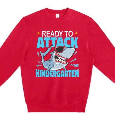 Shark Ready To Attack Kindergarten First Day Of School Premium Crewneck Sweatshirt