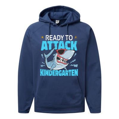 Shark Ready To Attack Kindergarten First Day Of School Performance Fleece Hoodie