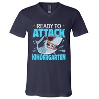 Shark Ready To Attack Kindergarten First Day Of School V-Neck T-Shirt