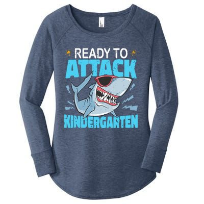 Shark Ready To Attack Kindergarten First Day Of School Women's Perfect Tri Tunic Long Sleeve Shirt