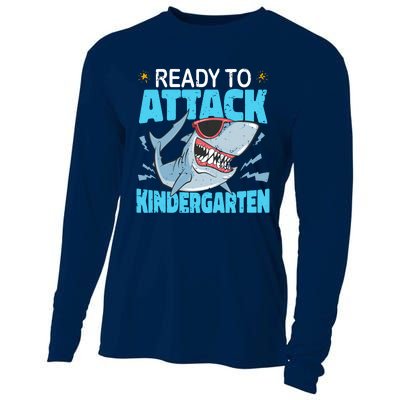 Shark Ready To Attack Kindergarten First Day Of School Cooling Performance Long Sleeve Crew