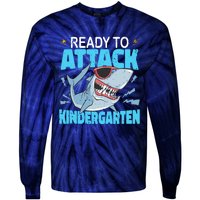 Shark Ready To Attack Kindergarten First Day Of School Tie-Dye Long Sleeve Shirt