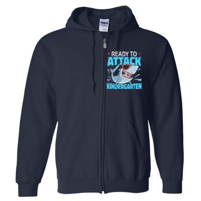 Shark Ready To Attack Kindergarten First Day Of School Full Zip Hoodie