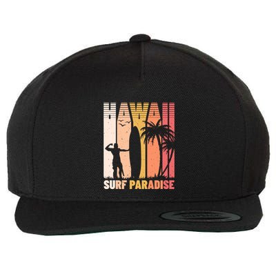 Surfing Retro Tropical Hawaii Surf Paradise Gift Wool Snapback Cap
