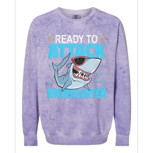 Shark Ready To Attack Kindergarten First Day Of School Colorblast Crewneck Sweatshirt