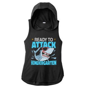 Shark Ready To Attack Kindergarten First Day Of School Ladies PosiCharge Tri-Blend Wicking Draft Hoodie Tank