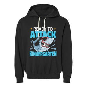 Shark Ready To Attack Kindergarten First Day Of School Garment-Dyed Fleece Hoodie