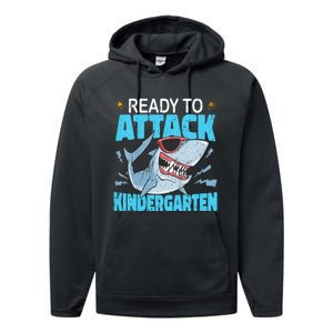 Shark Ready To Attack Kindergarten First Day Of School Performance Fleece Hoodie