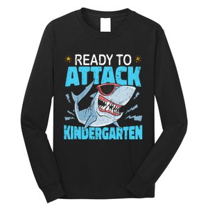 Shark Ready To Attack Kindergarten First Day Of School Long Sleeve Shirt