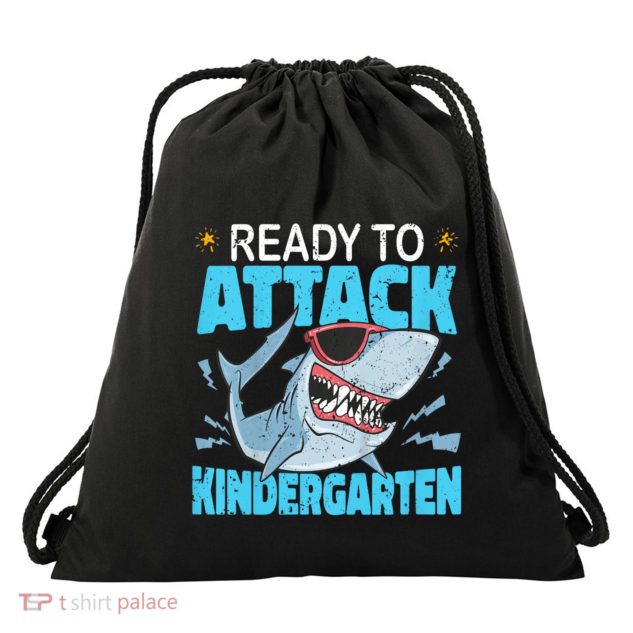 Shark Ready To Attack Kindergarten First Day Of School Drawstring Bag