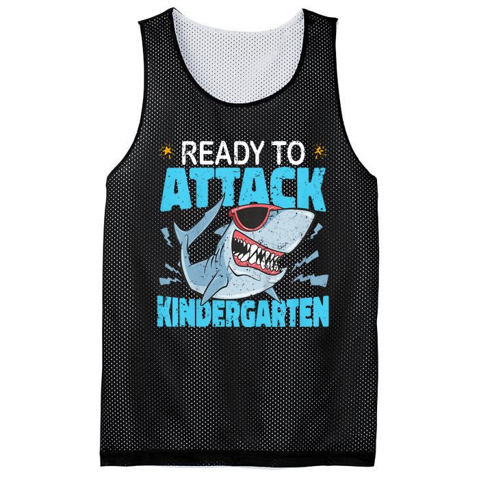 Shark Ready To Attack Kindergarten First Day Of School Mesh Reversible Basketball Jersey Tank