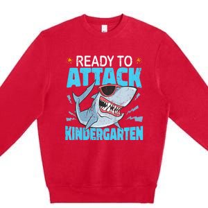 Shark Ready To Attack Kindergarten First Day Of School Premium Crewneck Sweatshirt