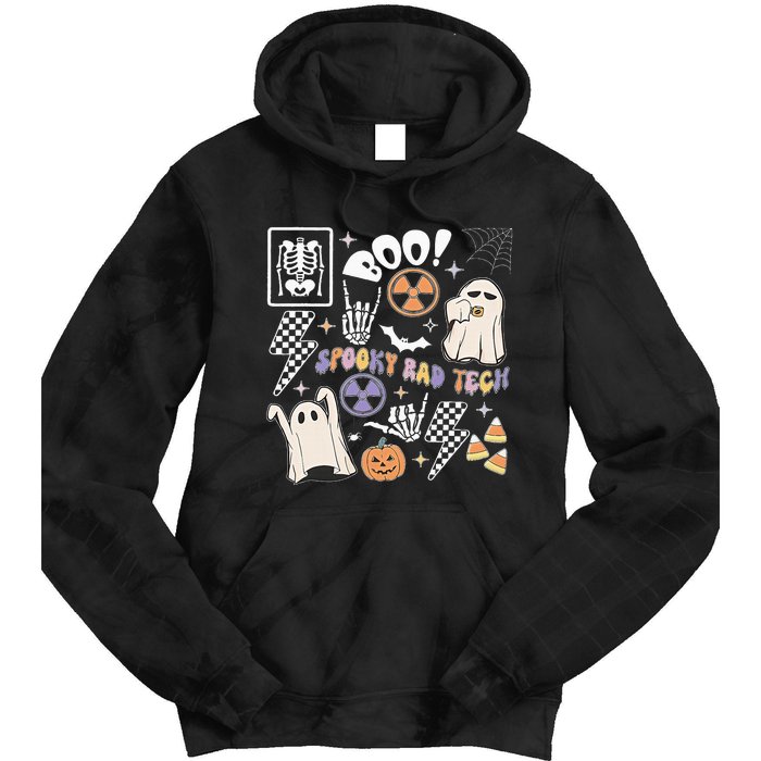 Spooky Rad Tech Retro Radiologist Halloween Xray Tech Tie Dye Hoodie