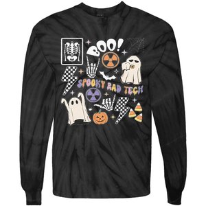 Spooky Rad Tech Retro Radiologist Halloween Xray Tech Tie-Dye Long Sleeve Shirt