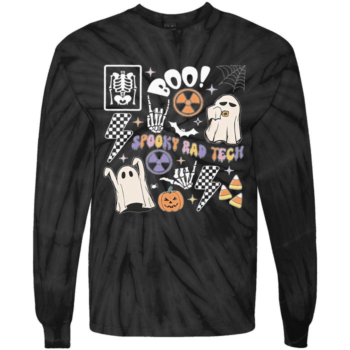 Spooky Rad Tech Retro Radiologist Halloween Xray Tech Tie-Dye Long Sleeve Shirt